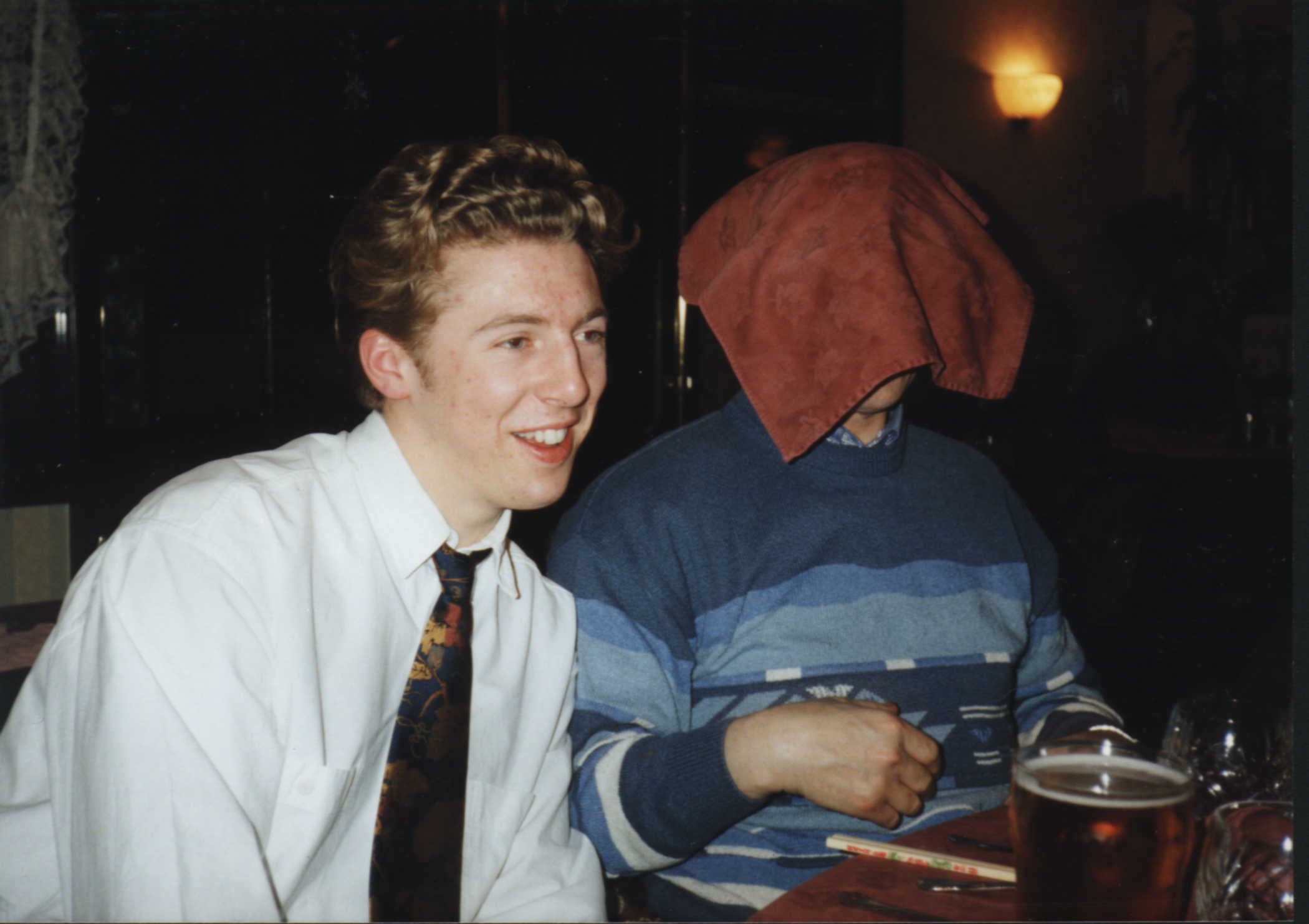 DAD WITH TOWEL ON HEAD